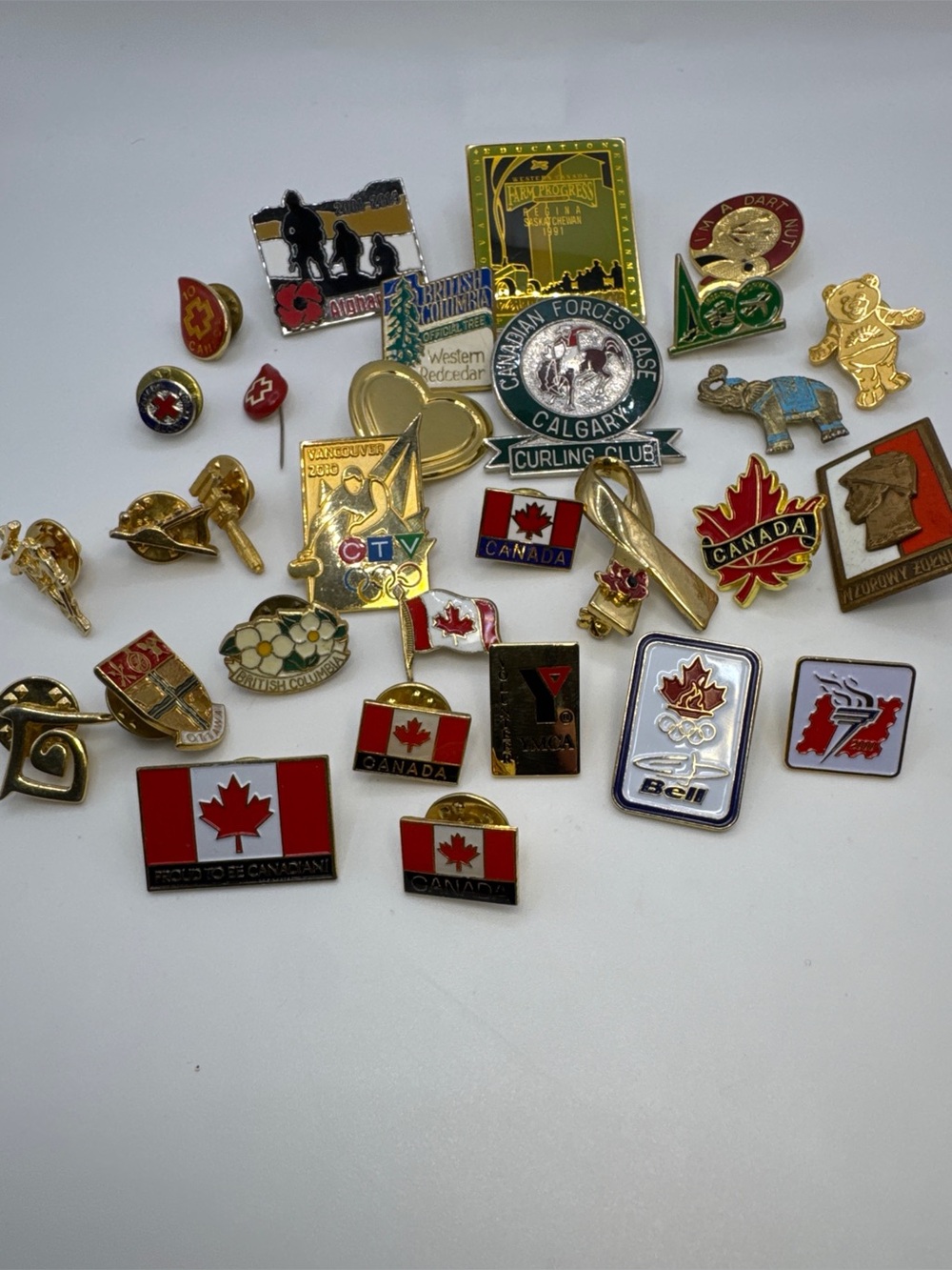 Large Lot of 25+ Vintage Canadian Lapel Pins & Badges - Olympics, Military, etc
